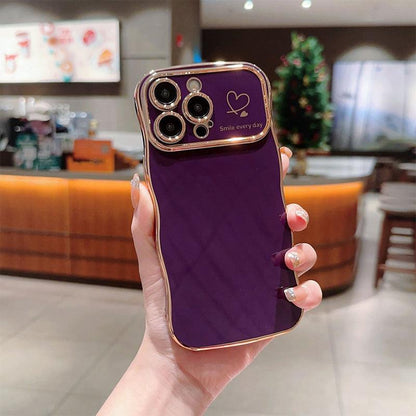 Cute Wave Shape with Love Heart Raised Camera Protection Phone Case