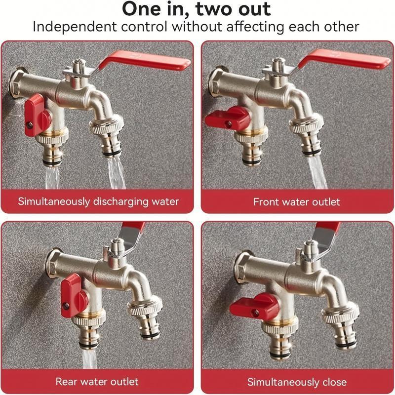 🔥Universal Stainless Steel Double Outlet Garden Water Faucet