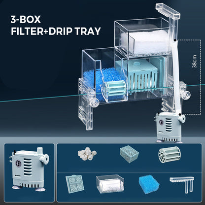 Fish Tank Circulating Filter Box with Water Pump